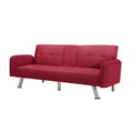 Aukfa 75" Square Arm Futon Convertible Sofa Bed for Home Office, 2 Cup Holders, Linen, Dark Gray