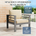AECOJOY Aluminum Patio Furniture Set, 4 Pieces Outdoor Sectional Sofa Set, Beige