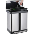 Arlopu 16 Gallon / 60 L Dual Trash Can, Stainless Steel Kitchen Garbage Can with Soft - Close Lid, Home Office Classified Recycle Bin