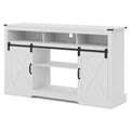 Mayincolor Farmhouse TV Stand for 65+ Inch TV, 34'' Tall Entertainment Center with Sliding Barn Doors, Rustic Wood Media Console Storage Cabinet Television Stand for Living Room, Light Grey