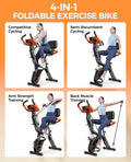 Pooboo 4in1 Folding Exercise Bike Indoor Cycling Bike Stationary Magnetic X Bike Gym Workout 300 lb Easy to Get on/Off