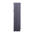 Euroco Wood Full Size Murphy Wall Bed with Wardrobe and Drawers for Living Room, Moveable Wardrobe and Drawers, Space - Saving & Easy Open and Close for Kids Teens Adults, Gray
