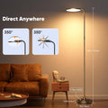 36W LED Floor Lamp, Super Bright Standing Lamp, Modern Stepless Dimmable Torchiere Tall Lamp with Remote Control, 350rotating Head Reading Floor Lamp for Living Room, Bedroom, Office