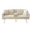 Aukfa 75" Square Arm Futon Convertible Sofa Bed for Home Office, 2 Cup Holders, Linen, Dark Gray