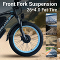 5000w Peak Dual Motor Electric Bike, 26" Fat Tire Shimano 21 Speed 45 MPH Commuter Mtb, 60V 25AH Front Suspension Ebike