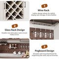 LAFGUR 72" Kitchen Storage Cabinet with Power Outlet & LED Light, Coffee Bar Cabinet with Drawers & Wine Glass Rack, Sideboard for Home, White