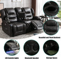 IPKIG Electric Home Theater Seating - Power Recline Chair Loveseat RV Sofa with Console, 67" Double Recliner 2 - Seater RV Couch with Storage/USB Charging/Lighting/Cup Holders for Living Room