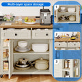 Uforic Kitchen Island Cart, Kitchen Storage Cart with Drawers & Storage Shelves, Off - White