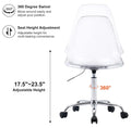 Echoworld Clear Rolling Chair, Armless Desk Chair with Golden Feet Swivel Molded Plastic Shell Adjustable Home Office Chair with Wheels, Clear