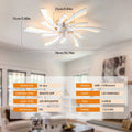 Garwarm Dimmable Ceiling Fan with Light and Remote Control, 27" Small Flush Mounted Ceiling Fan with LED Lights, APP and Remote Controlled, Modern, White