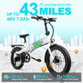 750W Peak Electric Bike for Adults, 500W Motor, 20"x2.5" Fat Tire Folding Ebike, 48V 7.8ah Battery 43miles Long Ranges, up to 24MPH Max Speed