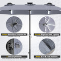 AECOJOY 15ft Patio Double-Sided Umbrella, 156 PCS Solar LED Light Outdoor Large Umbrella, Grey