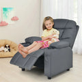 Kids Recliner Chair PU Leather Adjustable Lounge Sofa with Cup Holder, 3 Pockets & Retractable Footrest, Ergonomic Toddler Furniture Sofa