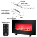AGL APPLIANCES LLC 38 in Electric Fireplace Heater Stove | Tempered Glass Curved Screen with Log or Crystal Effect | Wall - Mounted/Free Standing | Adjustable Brightness with Remote Control