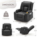 AECOJOY Massage Recliner Manual Chair with Heating & 360° Swivel Rocking Function, Black