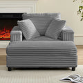 ZAFLY 44" Modern Corduroy Accent Armchair with Storage Ottoman for Living Room, Black