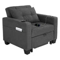 DURASPACE 3 in 1 Convertible Sleeper Chair Bed with Usb Port, Linen Pull Out Chair Indoor, Dark Gray