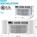 Garvee 5000 BTU Window Air Conditioner, Fast Cooling for Rooms up to 150 Sq. Ft, Window Ac Unit with 7 Level Temperature Setting, White