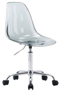 Echoworld Clear Rolling Chair, Armless Desk Chair with Golden Feet Swivel Molded Plastic Shell Adjustable Home Office Chair with Wheels, Clear