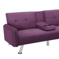 Aukfa 75" Square Arm Futon Convertible Sofa Bed for Home Office, 2 Cup Holders, Linen, Dark Gray