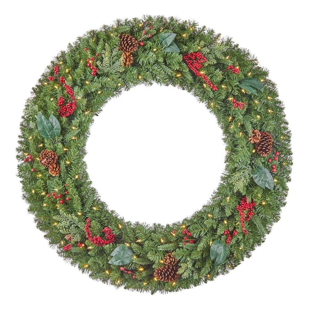 Home Accents Holiday 48 in. New Winslow Fir Pre-Lit LED Wreath