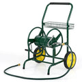 Garden Hose Reel Cart Holds 230FT of 5/8" Hose, Heavy-Duty Hose Cart with 2 Wheels & Storage Basket, Portable Water Hose Organizer for Yard