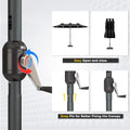 AECOJOY 15ft Patio Double-Sided Umbrella, 156 PCS Solar LED Light Outdoor Large Umbrella, Black