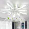 Garwarm Dimmable Ceiling Fan with Light and Remote Control, 27" Small Flush Mounted Ceiling Fan with LED Lights, APP and Remote Controlled, Modern, White