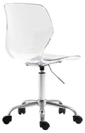 Echoworld Clear Rolling Chair, Armless Desk Chair with Golden Feet Swivel Molded Plastic Shell Adjustable Home Office Chair with Wheels, Clear