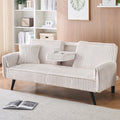 Aukfa 75" Square Arm Futon Convertible Sofa Bed for Home Office, 2 Cup Holders, Linen, Dark Gray