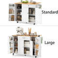 Noelse Kitchen Island with Storage, Island Table for Kitchen with Drop Leaf, Spice Rack, Towel Bar for Small Kitchens, White