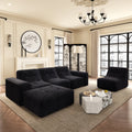 144" Oversized Modular Sectional Sofa, Deep Seat Chenille Cloud Couch with Chaise, L - Shaped Sparkling 5 Seat Sofa Couch for Living Room, Black