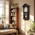 ? 26IN Grandfather Vintage Wall Clock with Pendulum and Chime, Hour/Quarter - Hour Chime, Elmwood Frame, Large Vintage Wall Clock for Living Room, Home Decor Gift