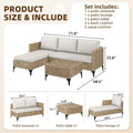 AECOJOY Outdoor Patio Furniture Set, 3 Pieces All Weather Wicker Rattan Sectional Sofa