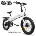 750W Peak Electric Bike for Adults, 500W Motor, 20"x2.5" Fat Tire Folding Ebike, 48V 7.8ah Battery 43miles Long Ranges, up to 24MPH Max Speed