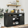 Mayincolor Farmhouse TV Stand for 65+ Inch TV, 34'' Tall Entertainment Center with Sliding Barn Doors, Rustic Wood Media Console Storage Cabinet Television Stand for Living Room, Light Grey