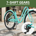 Uforic24'' Beach Cruiser Bike, 7 - Speed, Step - Through Bicycle for Men & Women, Steel Frame, Mint Green