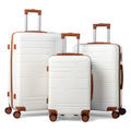Zimtown Luggage 3 Piece Set Suitcase ABS Hardside Lightweight with TSA Lock Spinner Wheels, Beige