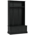 HOMCOM Hall Tree, Entryway Bench W/ Coat Rack, Shoe Cabinet, Black