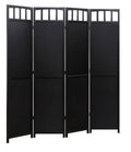Legacy Decor Solid Wood 4 Panel Room Divider, 70" Tall, Black Finish, Freestanding
