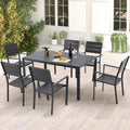 AECOJOY 60" Outdoor Dining Table, Aluminum Patio Table for 6