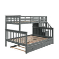 AECOJOY Twin-Over-Full Bunk Bed with Twin size Trundle, Storage and Guard Rail for Bedroom, Espresso