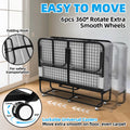Folding Bed with Mattress 75" x 31" Cot Size Folded Bed, Rollaway Guest Bed Portable Foldable Extra Bed for Adults Daybed with 5" Memory Foam Mattress Space - Saving Sturdy Metal Grid Frame