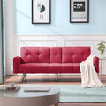 Aukfa 75" Square Arm Futon Convertible Sofa Bed for Home Office, 2 Cup Holders, Linen, Dark Gray
