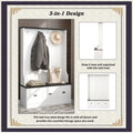 Hall Tree with Upholstered Bench and Coat Rack, Entryway Bench with 3 Hooks, 3 Open Shelves, 2 Drawers & Storage Cabinets, Mudroom Bench with Storage and Hooks for Foyer, Entry Way, Hallway (Beige)
