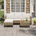 AECOJOY Outdoor Patio Furniture Set, 3 Pieces All Weather Wicker Rattan Sectional Sofa