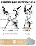 Pooboo 4in1 Folding Exercise Bike Indoor Cycling Bike Stationary Magnetic X Bike Gym Workout 300 lb Easy to Get on/Off