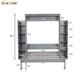 Aukfa Queen Size Murphy Bed with 5 - Tier Storage Shelf & LED Lights, Foldable Wall Bed Cabinet with Mattress Support, Space - Saving Design for Guest Room/Home Office, Gray