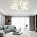 Garwarm Dimmable Ceiling Fan with Light and Remote Control, 27" Small Flush Mounted Ceiling Fan with LED Lights, APP and Remote Controlled, Modern, White