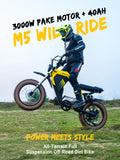 Luckeep M5 Electric Bike for Adults/Teen, 1500W Peak Motor, Max 32MPH, 48V 15AH Battery, Max 60 Miles Electric Motorcycle for Mountains, 20" Fat Tire Electric Dirt Bike, Sand, Road, Full Suspension